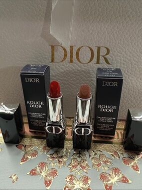 Dior Rouge Dior Lipstick Pair — Satin 999 & Nude Look Velvet 100 1.5g